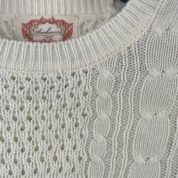 Wet Seal Ambiance Off-White Cable Knit High Low Sweater Small - Picture 3 of 7